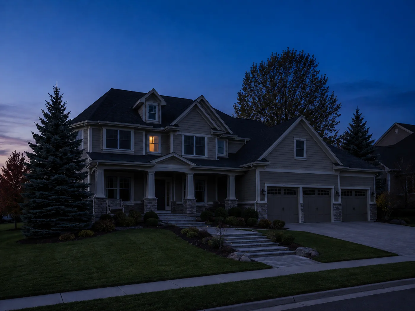 House before holiday lighting